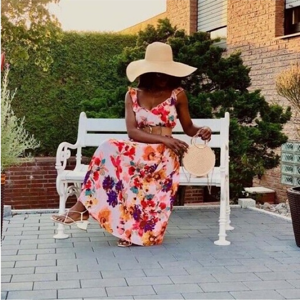 H&M Floral Flounce Trim Ruffle Midi Dress - Picture 12 of 16